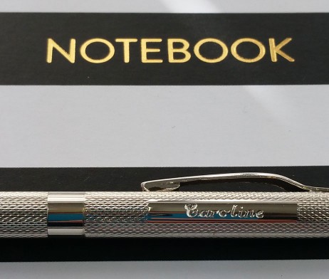 Manton Silver Rollerball Twist Personalised Pen & Gift Box . Personalised Luxury Pen Hallmarked In Sterling Silver. Free Engraving & Next Day UK Delivery!