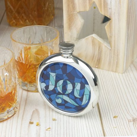 Stained Glass Joy Picture Hip Flask