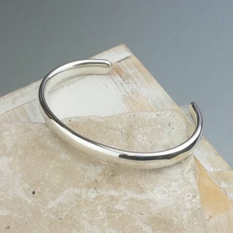 Mens' Curved Solid Silver Open Cuff Bracelet - fgh_22140