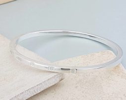 The Personalised Square Edged Sterling Silver Bangle