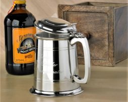 Personalised Lidded Pewter Tankard with Square Handle