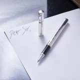 Distinguished Hammered Roller Ball Personalised Pen. Luxury Pen In Hammered Sterling Silver. Personalised Pen with Engraving.