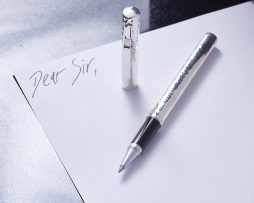 Distinguished Hammered Roller Ball Personalised Pen. Luxury Pen In Hammered Sterling Silver. Personalised Pen with Engraving.