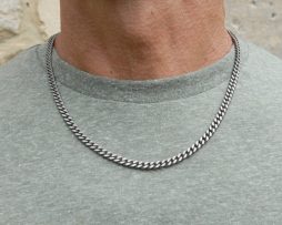 Gents Titanium Curb Chain Necklace. Delivered UK & Worldwide.