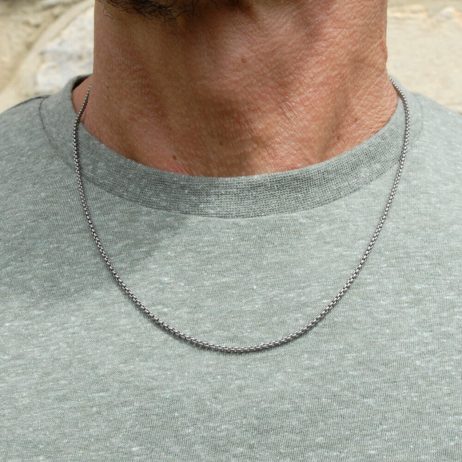 Men's Strong Square Link Fine Titanium Necklace