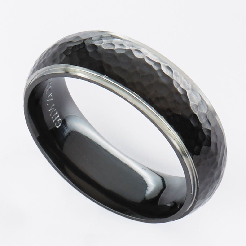 Personalised Hammered Finish Zirconium Gents Ring Zirconium Ring on The Online Gifts Company