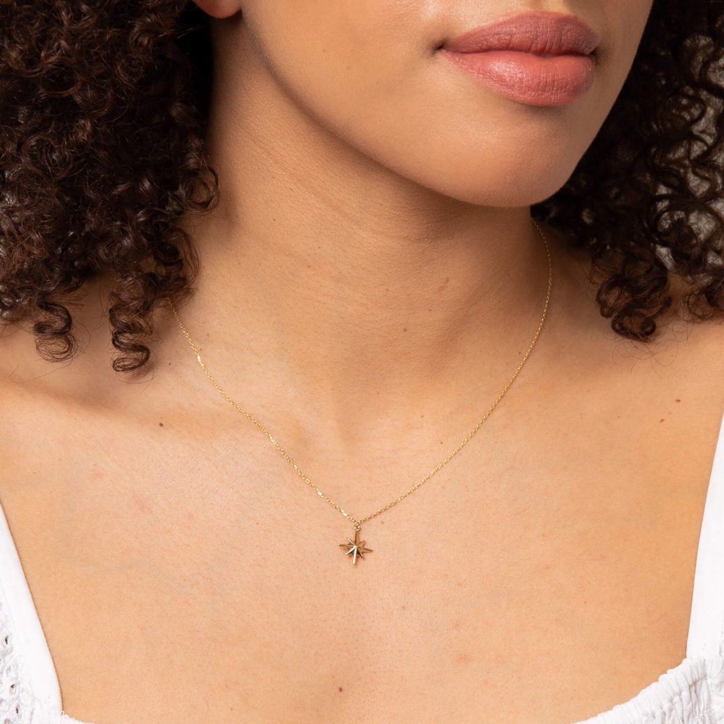 9ct Gold Starburst Pendant Ladies Gold Pendant. Delivered UK & Worldwide.