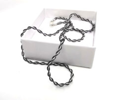 A striking sterling silver twist chain with satin finish and dark contrast detailing. Fine 2mm design, 46cm length, perfect for everyday wear or gifting.