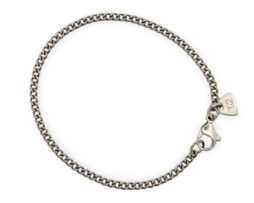A lightweight yet strong men’s titanium bracelet with fine twisted links. Hypoallergenic, durable and handmade in the UK.